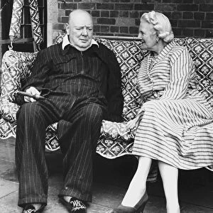 Winston Churchill Prime Minister with wife Clementine Churchill 1951