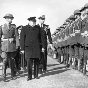 Winston Churchill Inspecting American Troops in Reykjavik Print Winston Churchill Inspecting American Troops in Reykjavik Print