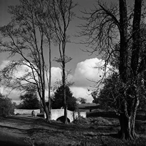 Winter scene at Cassiobury Park in Watford, Hertfordshire. Circa 1950