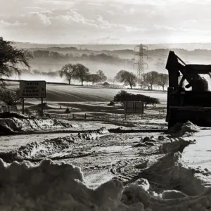 Winter weather, snow scenes, 11th January 1977 - A snow plough at work at Stagshaw