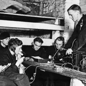 Wireless experts of a West Country Tank Corps unit practicing wireless telephony at their