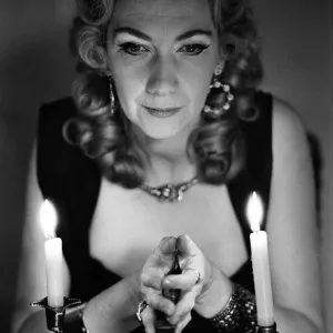 Witch, Mrs Patricia Crowther, High Priestess of the Moon Goddess pictured at her Witch, Mrs Patricia Crowther, High Priestess of the Moon Goddess pictured at her
