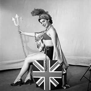 Woman dressed as Britannia. 1959
