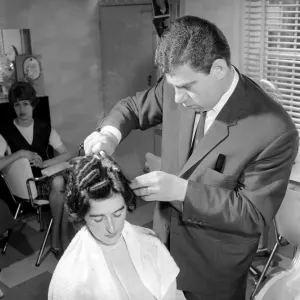 1962 Hairdresser Print: Woman's Haircut and Curl