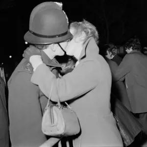New Year's Kiss Print 1969 Albert Square Manchester New Year's Kiss Print 1969 Albert Square Manchester