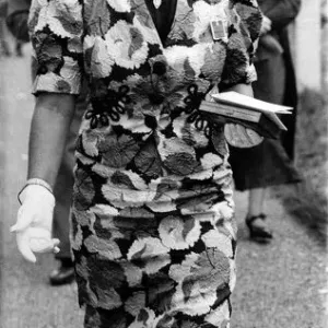 Woman wearing glamourous outfit for the day sracing at Royal Ascot June 1937 Woman wearing glamourous outfit for the day sracing at Royal Ascot June 1937