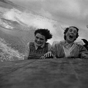 Three women were bounced and soaked as each big wave drenched them whilst on a high speed