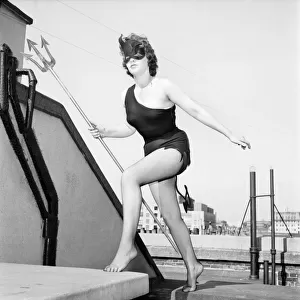 Women dressed as She Devil. Model: Pamela Dennis. May 1957 E270-004