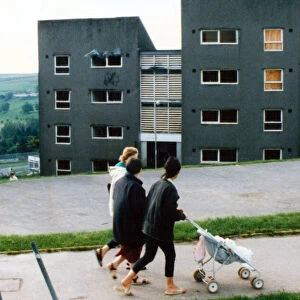 Women walking on the Penrhys Estate, Wales. 18th June 1996