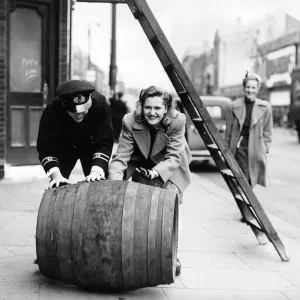Women at War Marriage September 1945 Jack Wilson and his fiance walk under a ladder Women at War Marriage September 1945 Jack Wilson and his fiance walk under a ladder