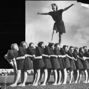 The Womens Auxiliary Air Force (WaF) doing some stepping stones fitness The Womens Auxiliary Air Force (WaF) doing some stepping stones fitness