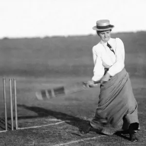 Womens cricket match between Cambridge and Royston. Miss Holden batting Womens cricket match between Cambridge and Royston. Miss Holden batting