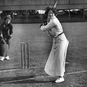 Womens Cricket Print: Miss Maters Batting Womens Cricket Print: Miss Maters Batting