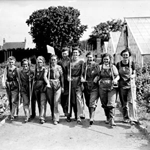 Womens Land Army girls probably taken on farms in North Somerset during the Second