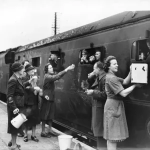 Print of Women's Voluntary Service serving tea at Carnforth Railway Station Print of Women's Voluntary Service serving tea at Carnforth Railway Station