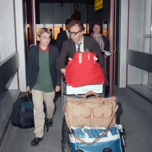 Woody Allen and Mia Farrow's Son at London Heathrow Print, 1988