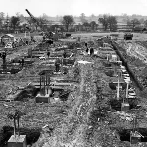 Work on the main support columns for the six-storey library at Gibbet Hill for Work on the main support columns for the six-storey library at Gibbet Hill for