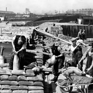 Work is pushed ahead on the group of ARP air raid shelters at the Vickers-Armstrong Work is pushed ahead on the group of ARP air raid shelters at the Vickers-Armstrong