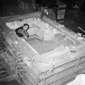 Print of Workers Preparing a Cast for Mobile Crane Components, circa 1949
