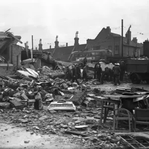 Print of Workmen Clearing Rubble in Putney, London, 1943