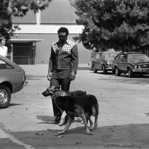 Black and white Print of George Foreman outside his training ground