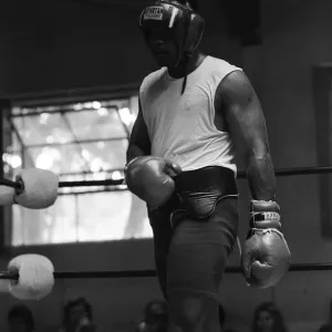 World boxing champion George Foreman trains at the Farigrounds in Pleasanton World boxing champion George Foreman trains at the Farigrounds in Pleasanton