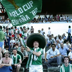 World Cup 1982 N. Ireland fan waves flag A©mirrorpix