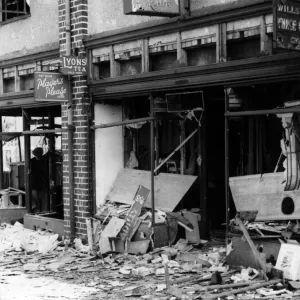 World War Two Air Raids, Birmingham, Shop Damage, Circa 1940 World War Two Air Raids, Birmingham, Shop Damage, Circa 1940