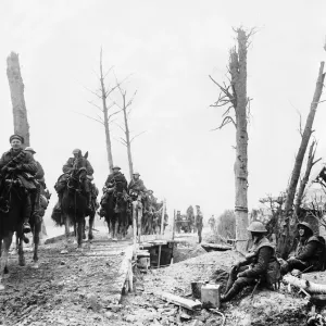 World War One British cavalry crossing a temporary bridge over the Somme near Brie World War One British cavalry crossing a temporary bridge over the Somme near Brie