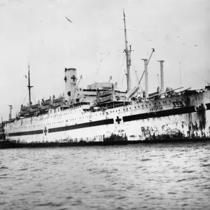 Print of a World War II hospital ship at Liverpool Print of a World War II hospital ship at Liverpool