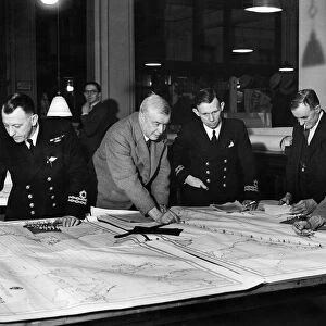World War II: Battle of The Atlantic. Scene in the Admiralty Plotting Room showing