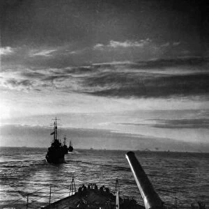 World War II: Battle for the Atlaritic. Into the sunset steam the ships of the world