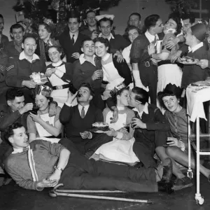 Print of Wounded Servicemen at a Christmas Party in 1945