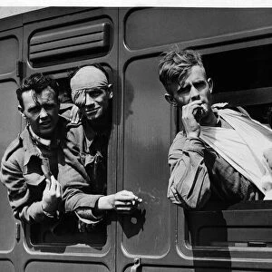 Wounded soldiers on hospital train passing through France 1940 WW2