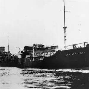 Print of the San Demetrio wreckage in harbour Print of the San Demetrio wreckage in harbour