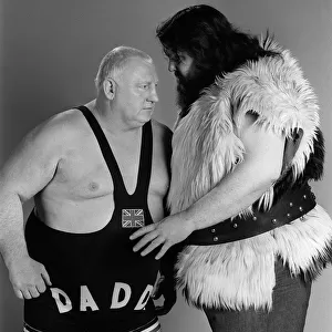 Wrestler Shirley Crabtree alias Big Daddy faces up to fellow British wrestler Martin