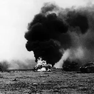 WW2 1941 Enemy tanks ablaze after their capture by South African troops WW2 1941 Enemy tanks ablaze after their capture by South African troops