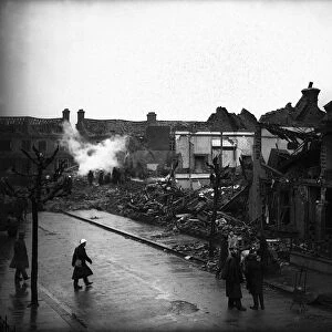 WW2 bomb damage to buildings in West Ham. Circa October 1940