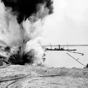 WW2 mine explodes on the British shore 1944 WW2 mine explodes on the British shore 1944