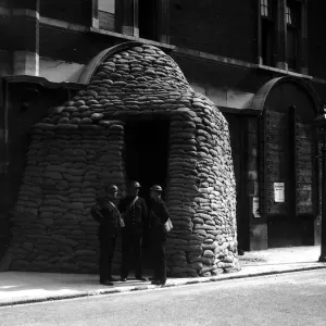 WW2 Police Station Air Raid Precautions September 1939 Three policemen wearing WW2 Police Station Air Raid Precautions September 1939 Three policemen wearing