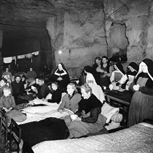 WW2 Refugees from Caen in quarries 1944 The photograph shows refugees from Caen