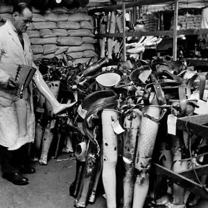 WW2 William Houston making artifical legs 1942 at Roehampton Hospital London