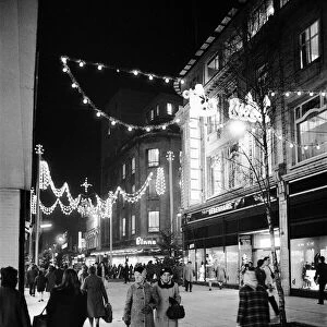 Xmas lights, Cleveland Centre. Middlesbrough, North Yorkshire, 1972