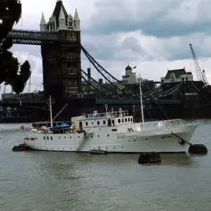 Print of Yacht Kalizma off Tower Pier London Print of Yacht Kalizma off Tower Pier London