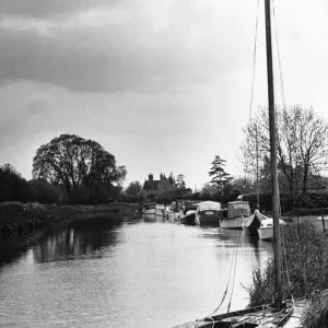 Yachts on the river in Cambridgeshire. Circa 1982 Yachts on the river in Cambridgeshire. Circa 1982
