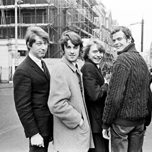The Yardbirds pop group pictured outside the Europa Hotel in London after returning