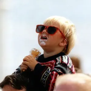 Two year old Craig Emmerson enjoys an ice cream whist watching an air display Two year old Craig Emmerson enjoys an ice cream whist watching an air display