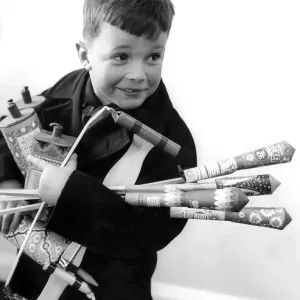 Five year old David Selby with fireworks, Print