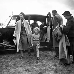 Four year old Princess Anne arrives with her mother Queen Elizabeth II at the European