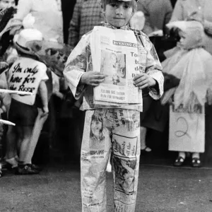 Five year old Sean, wearing a suit made of Evening Chronicle newspapers Five year old Sean, wearing a suit made of Evening Chronicle newspapers